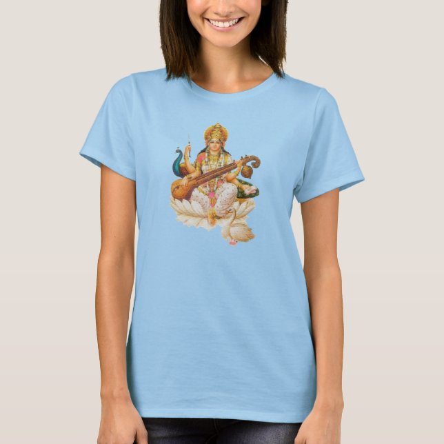 Hindu Goddess Saraswati, Tshirt Tee Shirt (Framsida)