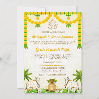 Hindu Graha Pravesh Puja Invitation Card Inbjudningar