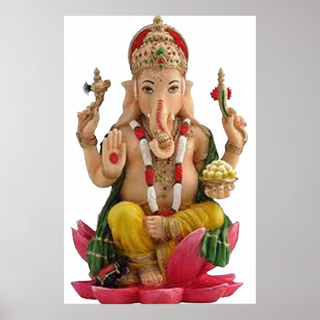 Hindu Gud Ganesh Guds välståndsdevotering respekt Poster (Framsidan)