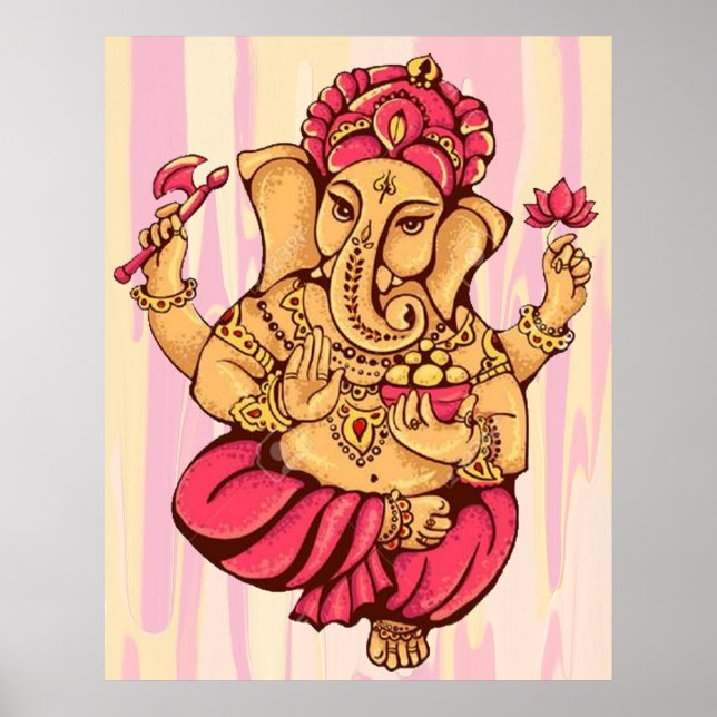 Hindu Gud Lord Ganesh Ganesha Happiness Riks Gud Poster (Framsidan)