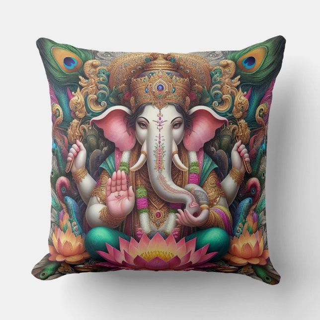 Hindu Gud Lord Ganesh / Ganesha Pillow Kudde (Framsida)