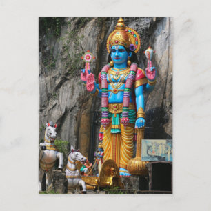 Hindu Gud skulpterar med hästvagn Vykort
