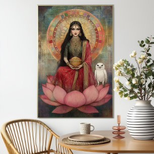 Hindu Gudinnan Lakshmi Art Nouveau Mosaikmålning Poster