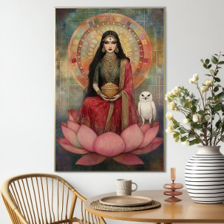 Hindu Gudinnan Lakshmi Art Nouveau Mosaikmålning Poster