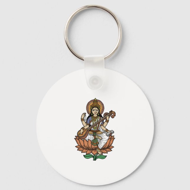 Hindu gudinnan Saraswati Nyckelring (Framsida)