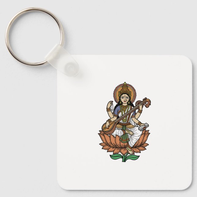 Hindu gudinnan Saraswati Nyckelring (Framsida)