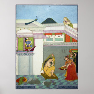 Hindu Gudom Krishna och Radha Poster