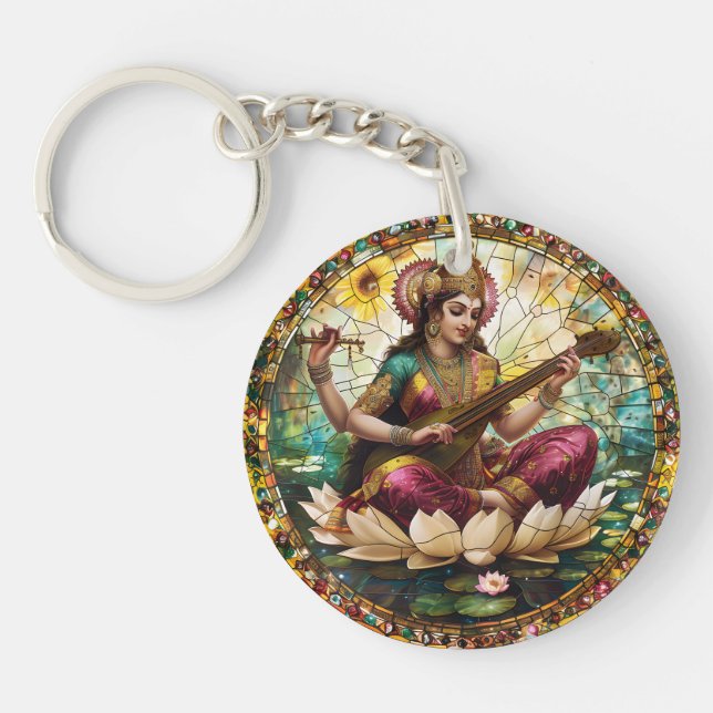 Hindu Gudom Protection Saraswati Andlig Energy (Framsidan)