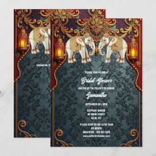 Hindu Hindi Traditionella indian elephants blommig Inbjudningar