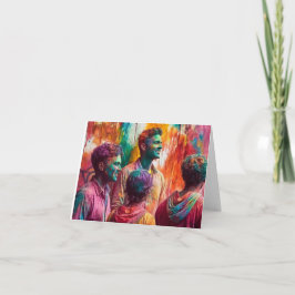 Hindu Holi firande av färg och glädje Tack Kort