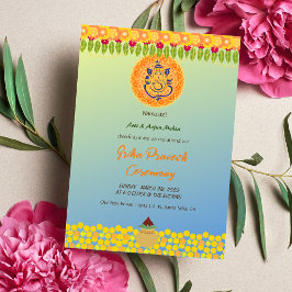 Hindu House Warm Griha Pravesh Chakra Ganesha Inbjudningar