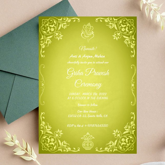 Hindu House Warm Griha Pravesh Inbjudningar (Skapare uppladdad)