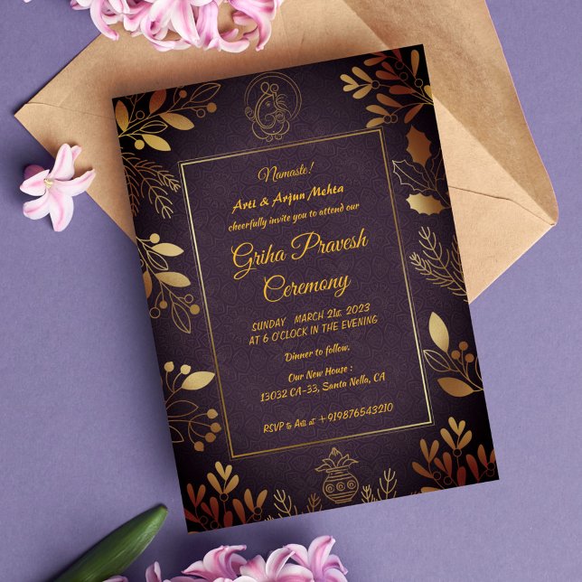 Hindu House Warm Griha Pravesh Inbjudningar (Skapare uppladdad)