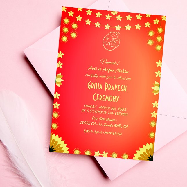 Hindu House Warm Griha Pravesh Inbjudningar (Skapare uppladdad)