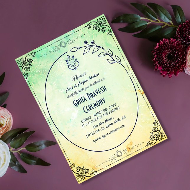 Hindu House Warm Griha Pravesh Inbjudningar (Skapare uppladdad)