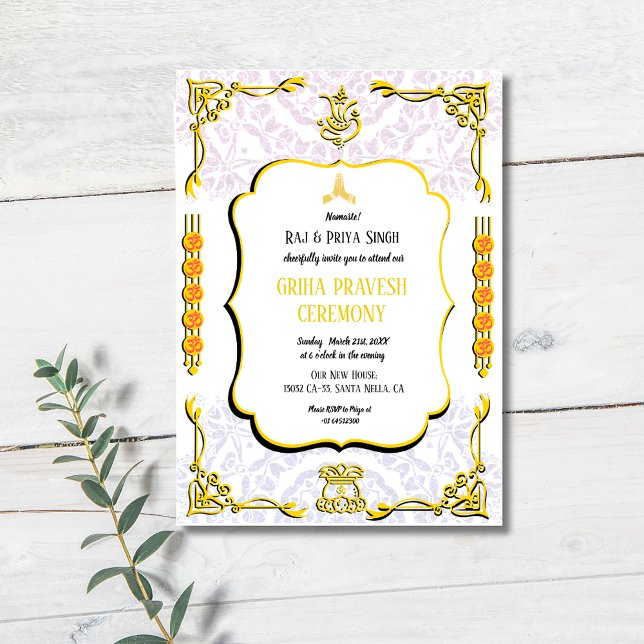 Hindu House Warming Griha Pravesh-inbjudan Inbjudningar (Skapare uppladdad)