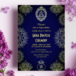 Hindu House Warming Griha Pravesh Intricate Design Inbjudningar