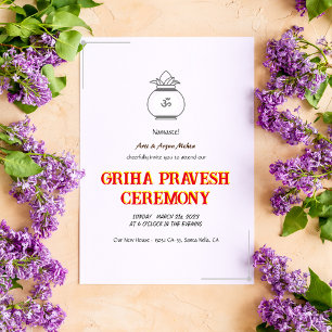 Hindu House Warming Griha Pravesh Minimal Inbjudningar