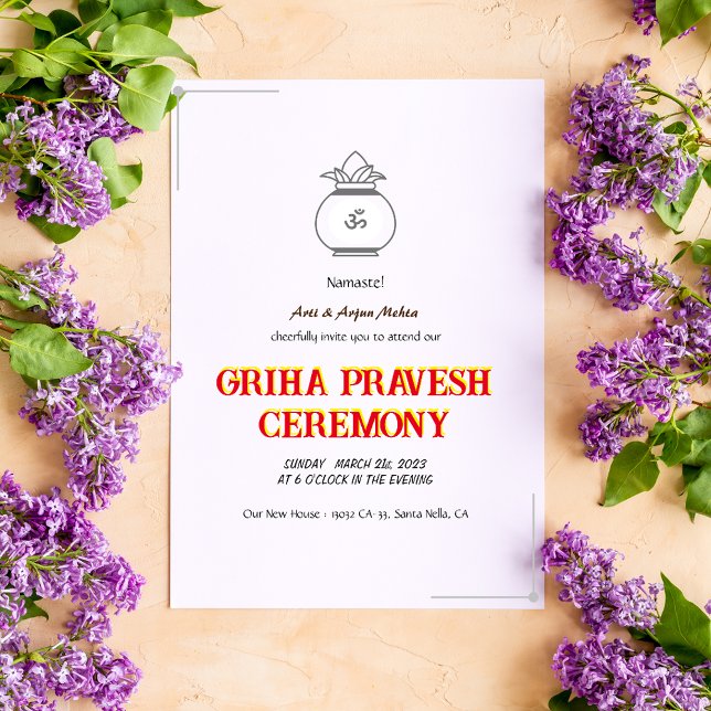Hindu House Warming Griha Pravesh Minimal Inbjudningar (Skapare uppladdad)