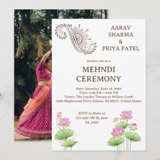 Hindu Indisk Mehndi-ceremoni före bröllopet Inbjudningar