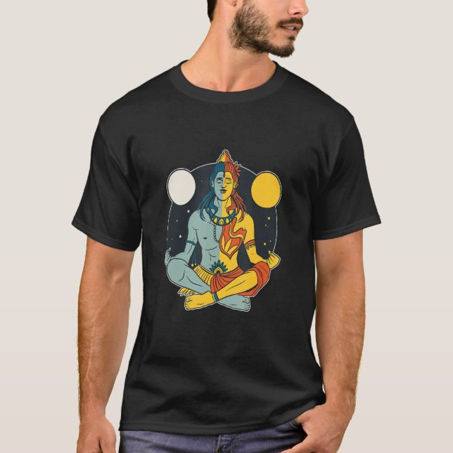 Hindu Lord Shiva Statue Divine Meditation Figurine T Shirt (Framsida)
