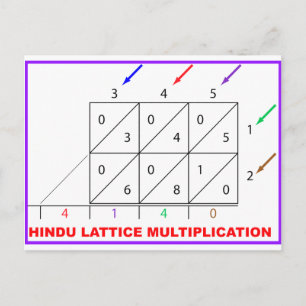 Hindu Multiplikation, Hindu Lattice, Sieve Vykort
