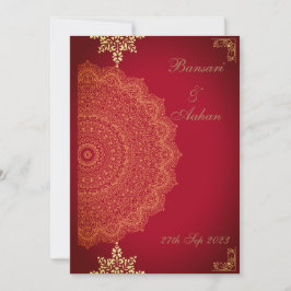 Hindu Red Mandala bröllop Inbjudningar