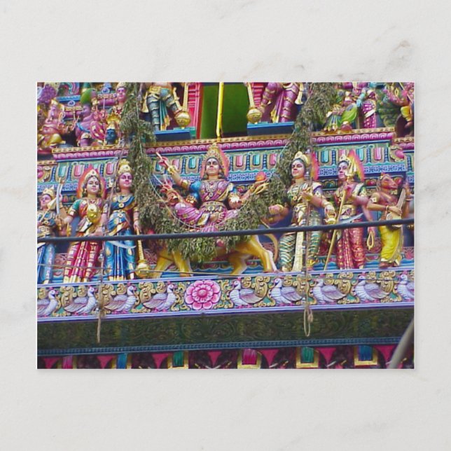 Hindu temple-dekoration, landad gopuram vykort (Framsida)