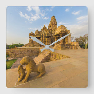 Hindu Temples vid Khajuraho Fyrkantig Klocka