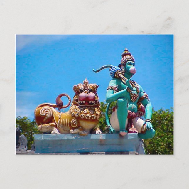 Hindu-templet, apan och lejona vykort (Framsida)