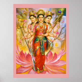 Hindu Three Goddesses Large Kanvastryck Poster