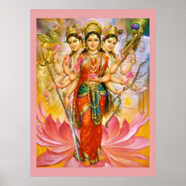 Hindu Three Goddesses Large Kanvastryck Poster (Framsidan)
