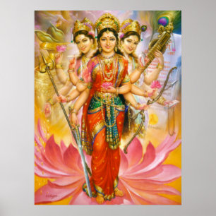 Hindu Three Goddesses Large Kanvastryck Poster