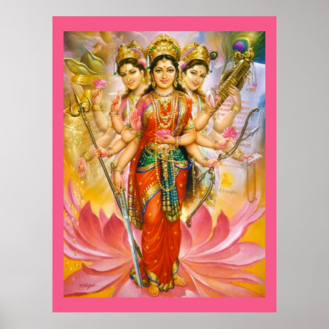 Hindu Three Goddesses Large Kanvastryck Poster (Framsidan)