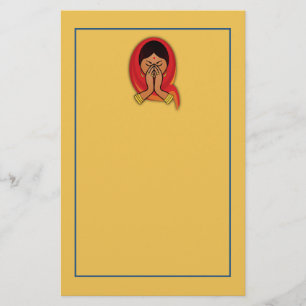 Hindu Woman med Head Scarf i Namaste Hälsning Brevpapper