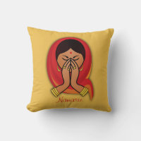 Hindu Woman med Head Scarf i Namaste Hälsning