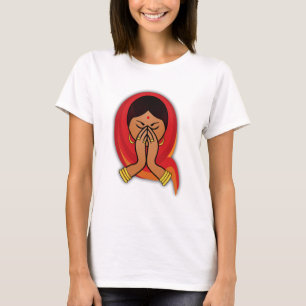 Hindu Woman med Head Scarf i Namaste Hälsning T-shirt