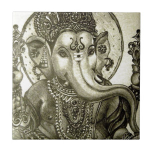 HINDUISK ELEFANTGUD KAKELPLATTA
