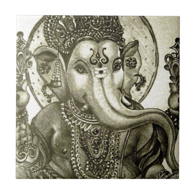 HINDUISK ELEFANTGUD KAKELPLATTA (Framsidan)