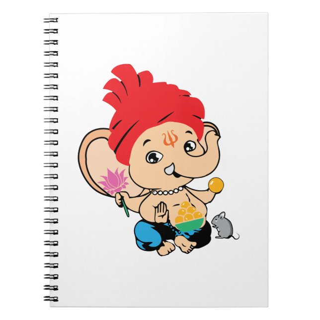 Hinduisk gud för gullig baby för Bal Ganesh Anteckningsbok (Framsidan)