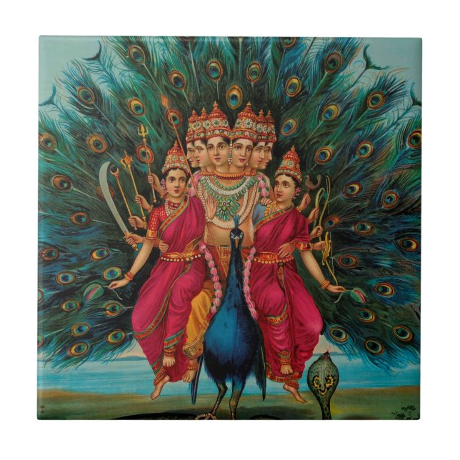HINDUISK GUD FÖR MURUGAN KAKELPLATTA (Framsidan)