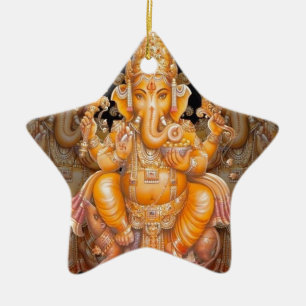 Hinduisk gud Ganesh Julgransprydnad Keramik