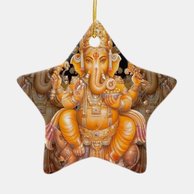 Hinduisk gud Ganesh Julgransprydnad Keramik (Framsidan)