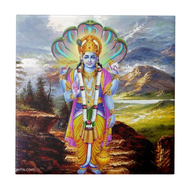 HINDUISK GUD VISHNU KAKELPLATTA (Framsidan)