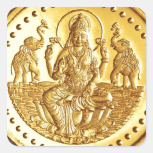 HINDUISK GUDINNA LAKSHMI FYRKANTIGT KLISTERMÄRKE