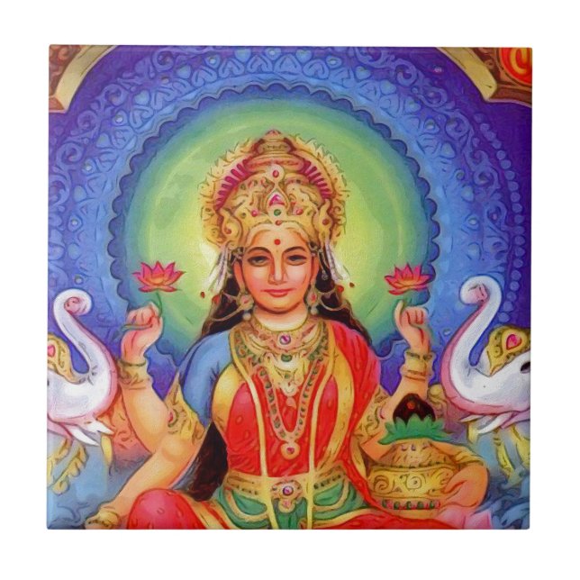Hinduisk gudinna Lakshmi Maa Kakelplatta (Framsidan)