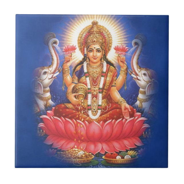 Hinduisk gudinna Laxmi Devi Mata Kakelplatta (Framsidan)