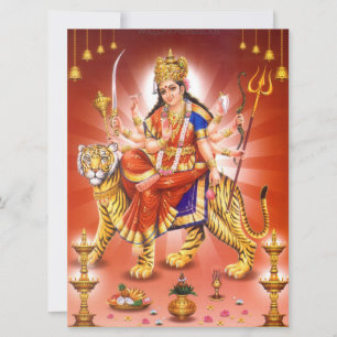 Hinduisk gudinnan Durga Tiger Kort