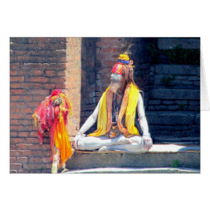Hinduisk präst i Kathmandu, Nepal-AKA BABA OBS Kort