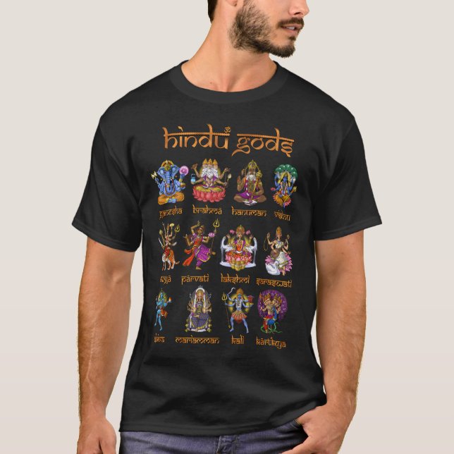 Hinduiska gudar och gudinnor t shirt (Framsida)